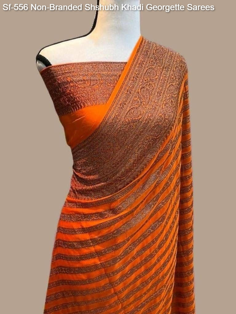 Sf-556 Non-Branded Shshubh Khadi Georgette Sarees