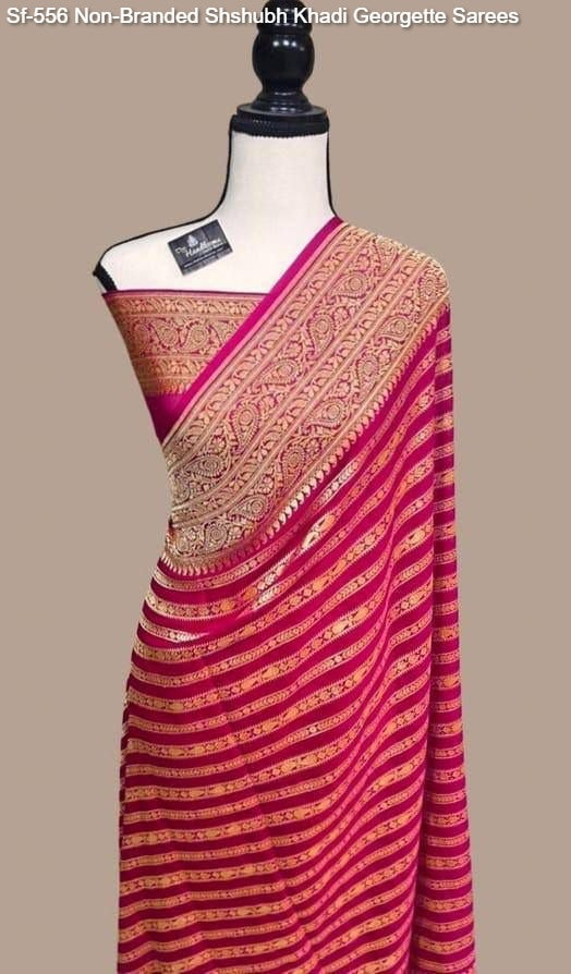 Sf-556 Non-Branded Shshubh Khadi Georgette Sarees