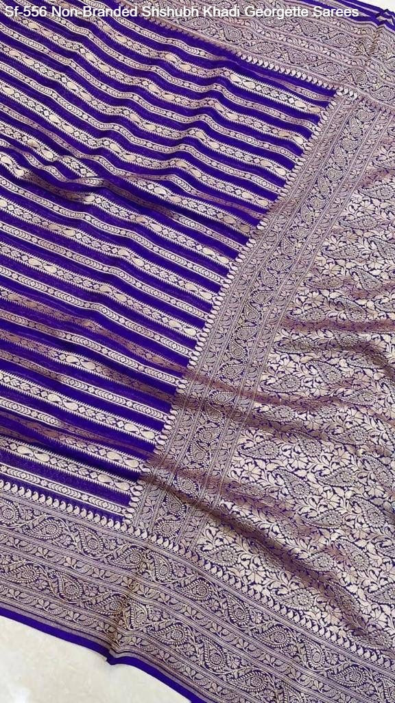 Sf-556 Non-Branded Shshubh Khadi Georgette Sarees