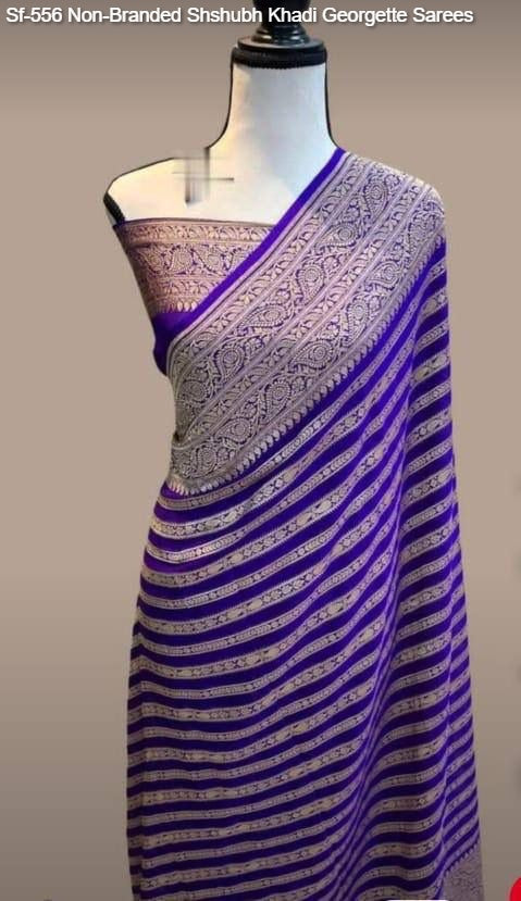 Sf-556 Non-Branded Shshubh Khadi Georgette Sarees