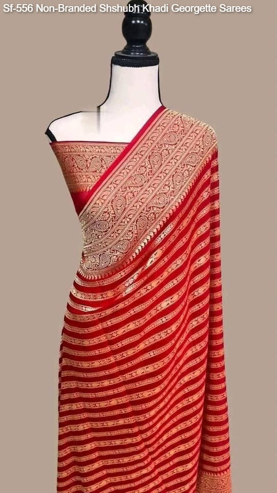 Sf-556 Non-Branded Shshubh Khadi Georgette Sarees