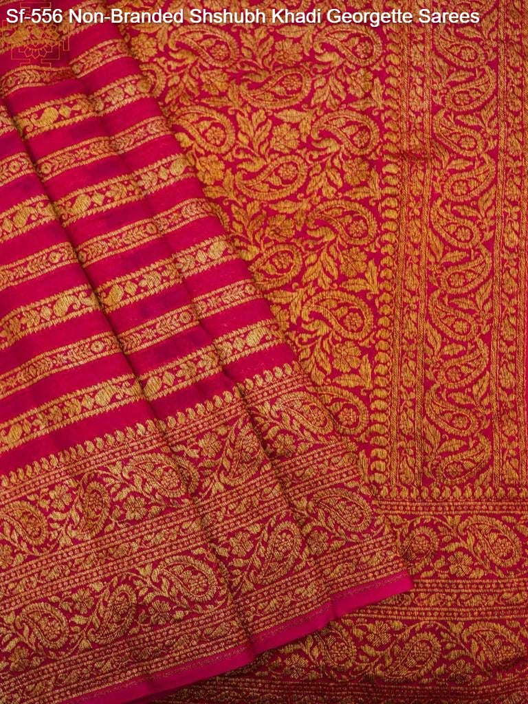 Sf-556 Non-Branded Shshubh Khadi Georgette Sarees