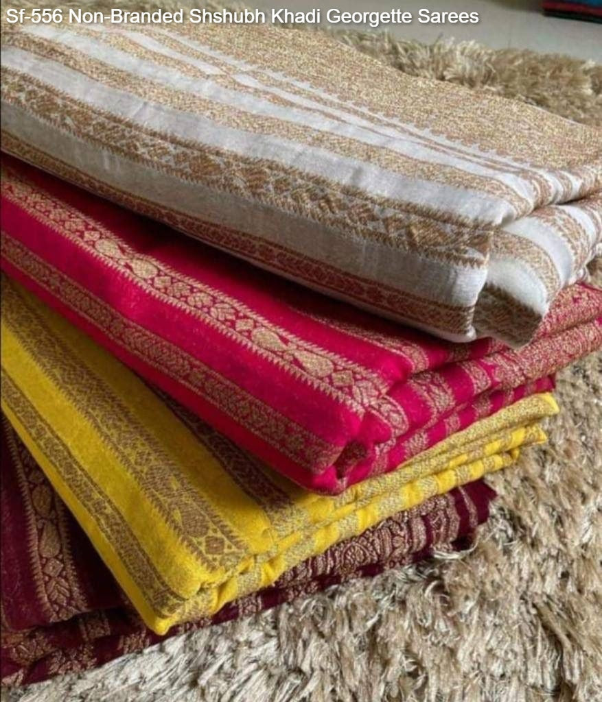Sf-556 Non-Branded Shshubh Khadi Georgette Sarees