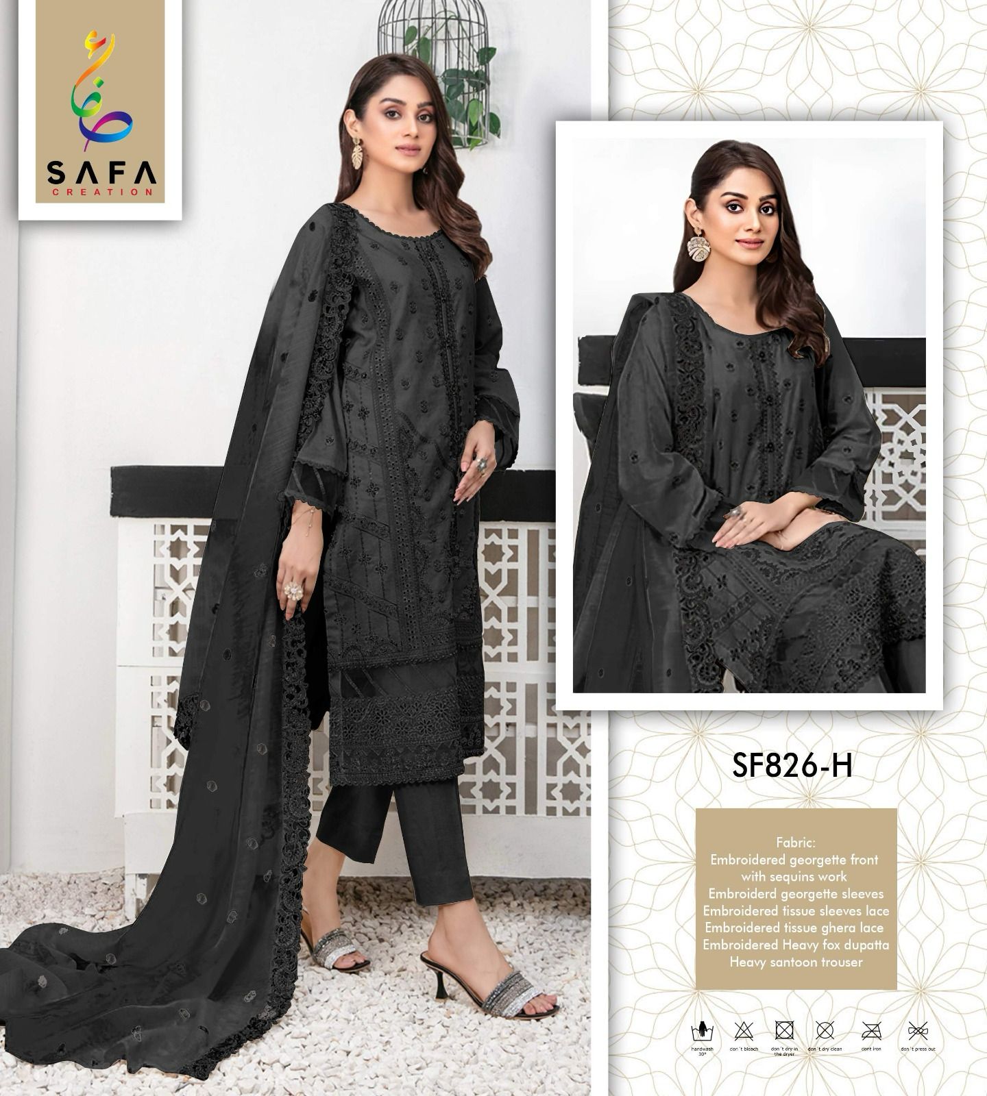 Sf-826H Safa Creation Georgette Pakistani Salwar Suits