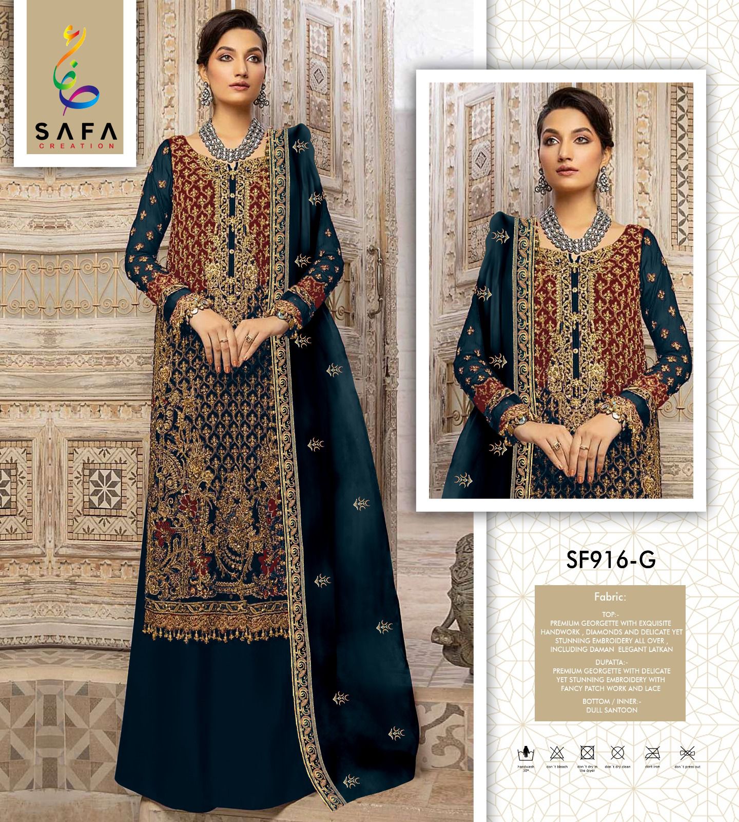 Sf-916G Safa Creation Premium Georgette Pakistani Salwar Suits