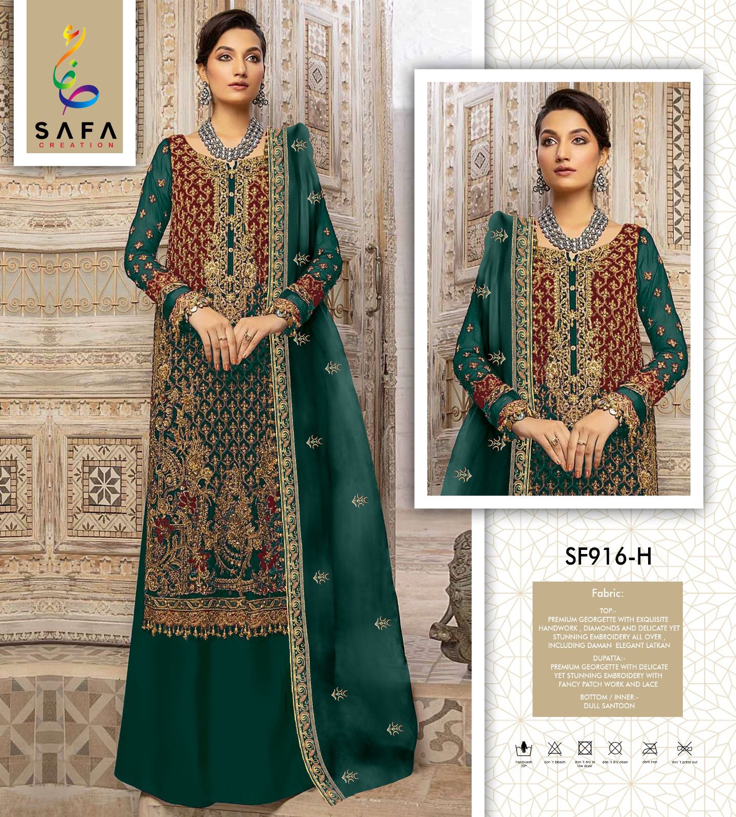 Sf-916H Safa Creation Premium Georgette Pakistani Salwar Suits
