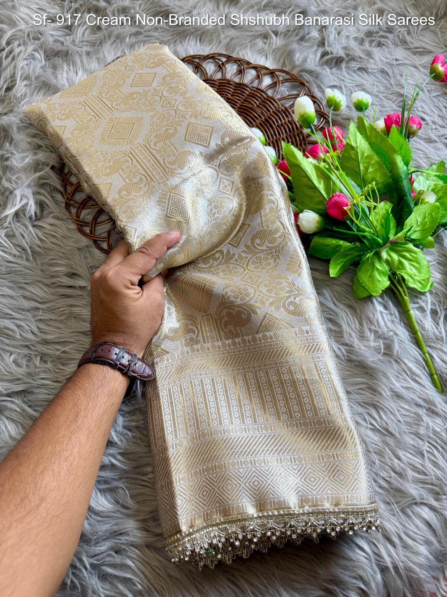 Sf- 917 Cream Non-Branded Shshubh Banarasi Silk Sarees