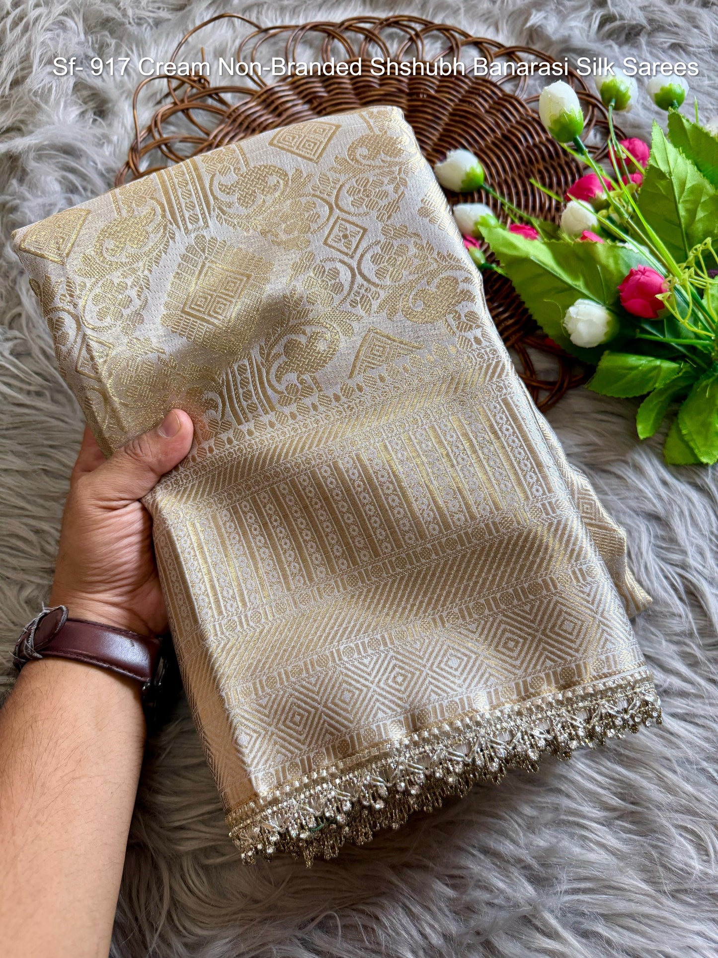 Sf- 917 Cream Non-Branded Shshubh Banarasi Silk Sarees