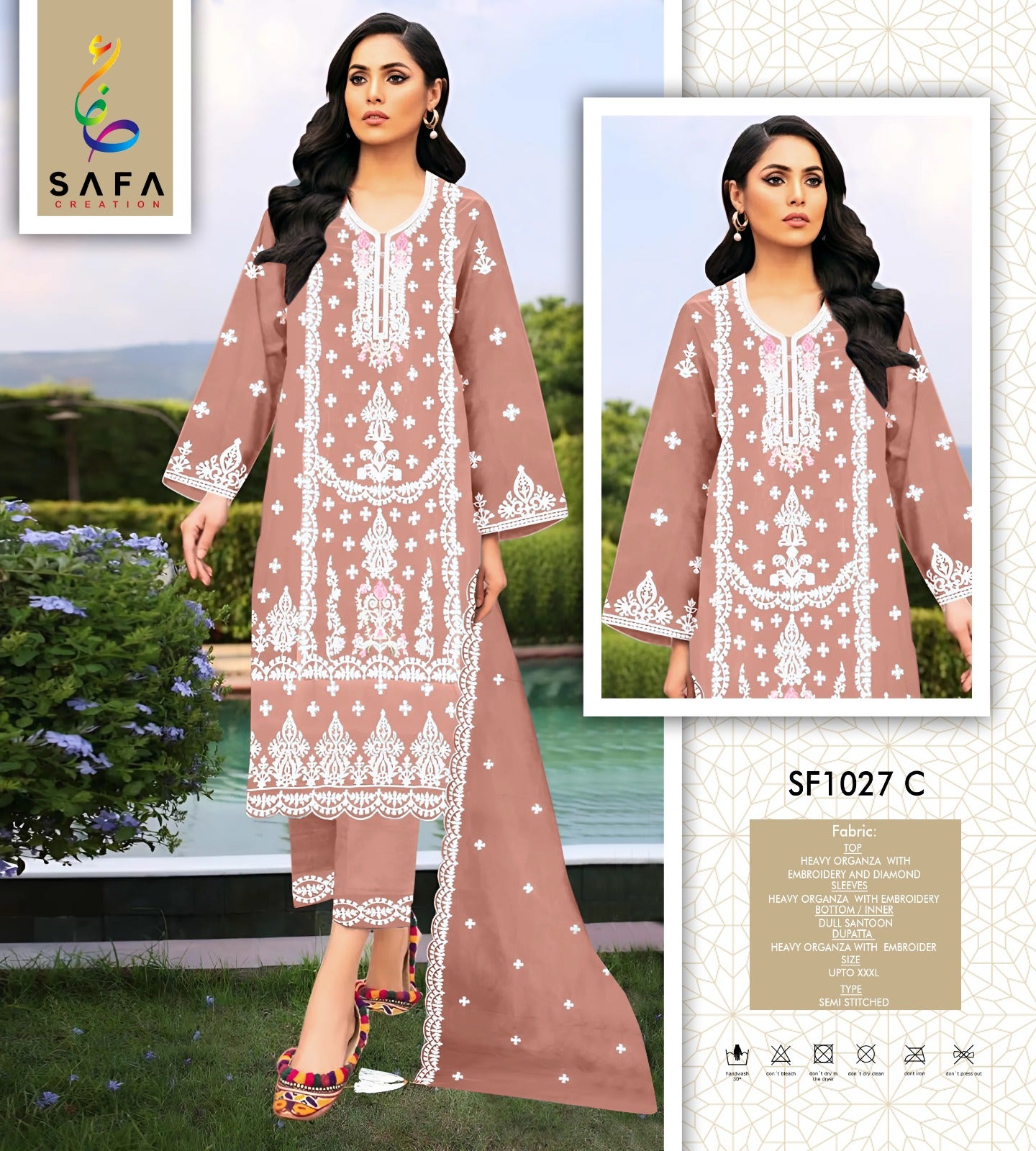 Sf 1027C Safa Creation Embroidery Pakistani Salwar Suits