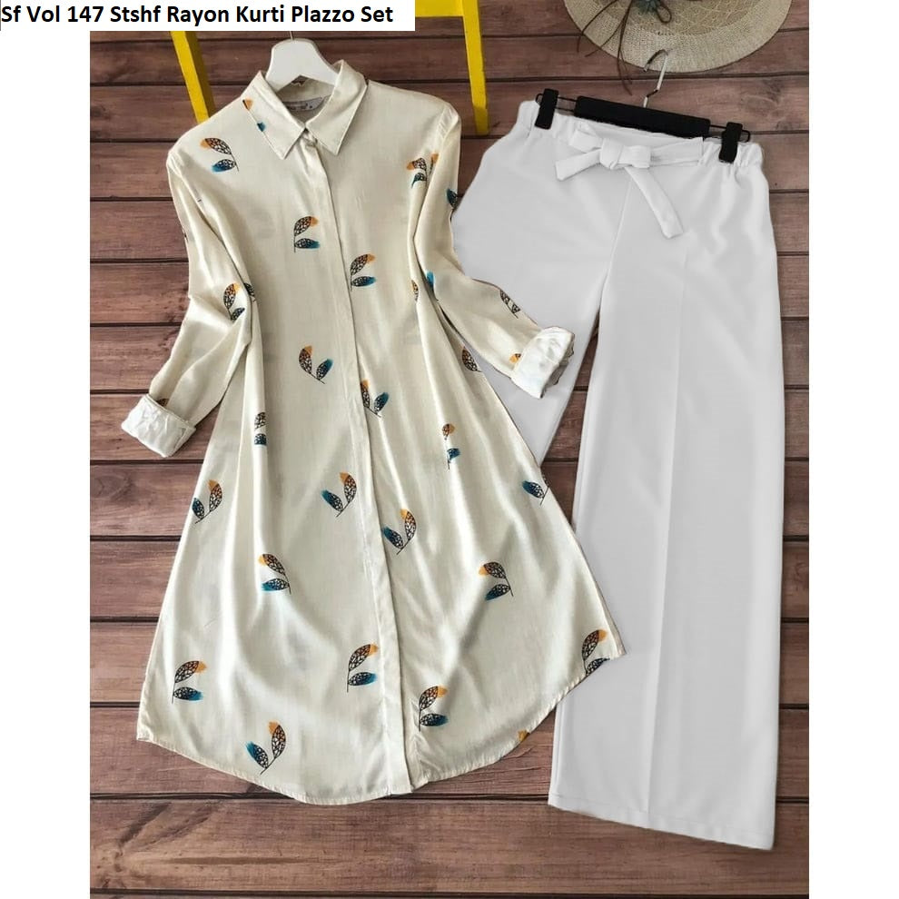 Sf Vol 147 Stshf Rayon Kurti Plazzo Set