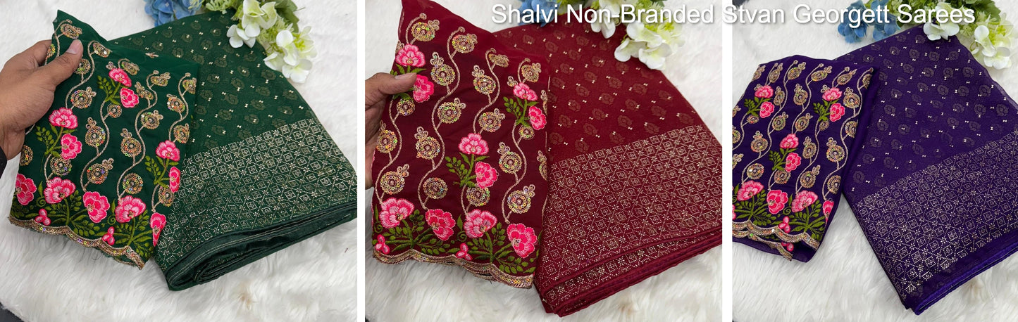 Shalvi Non-Branded Stvan Georgett Sarees