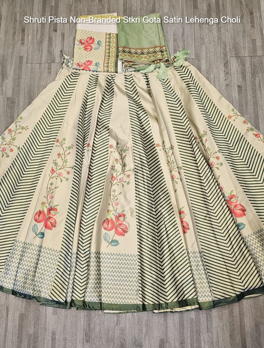 Shruti Pista Non-Branded Stkri Gota Satin Lehenga Choli