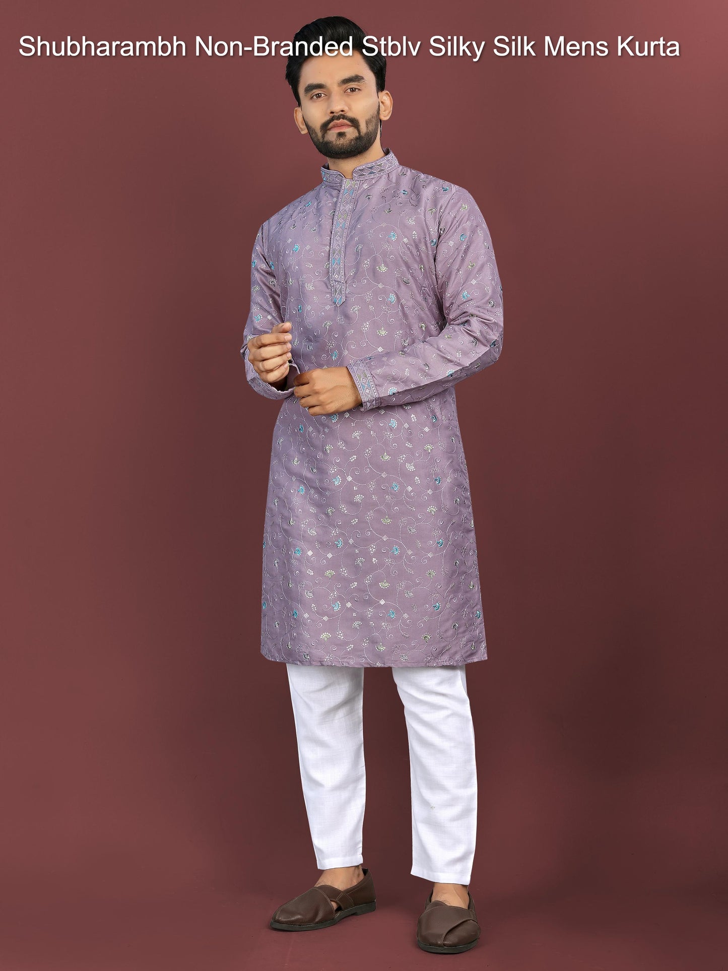 Shubharambh Non-Branded Stblv Silky Silk Mens Kurta