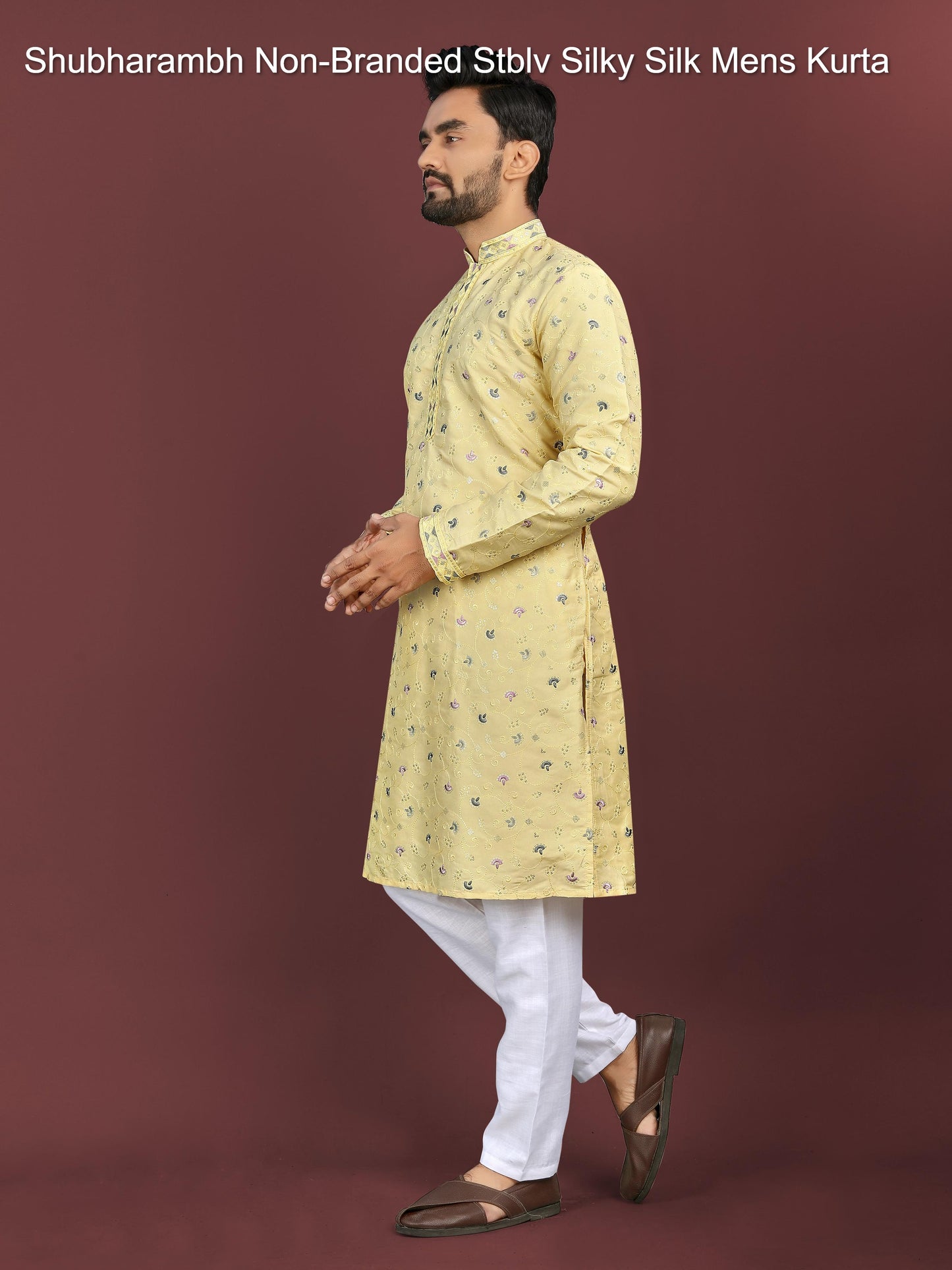 Shubharambh Non-Branded Stblv Silky Silk Mens Kurta