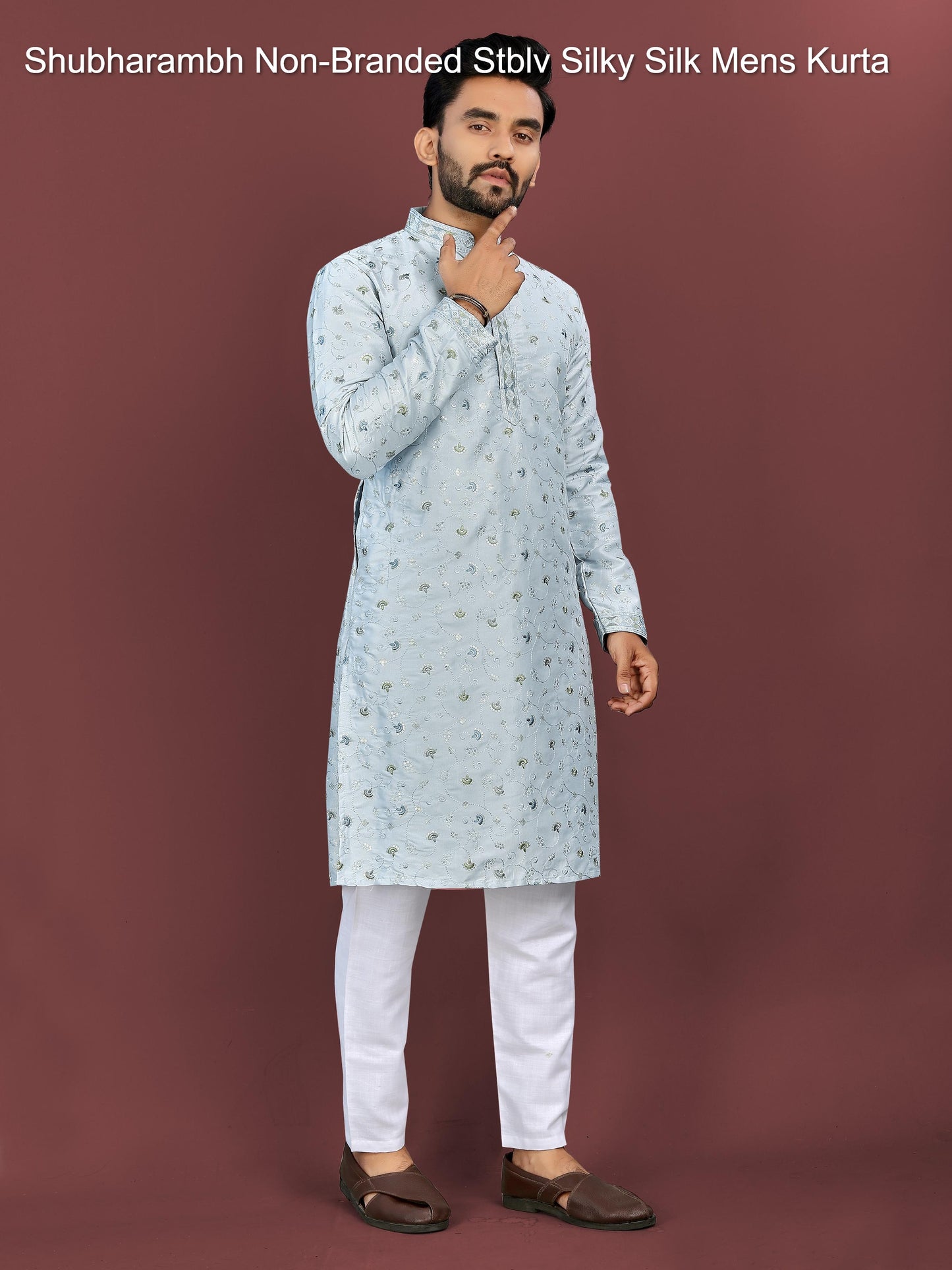 Shubharambh Non-Branded Stblv Silky Silk Mens Kurta