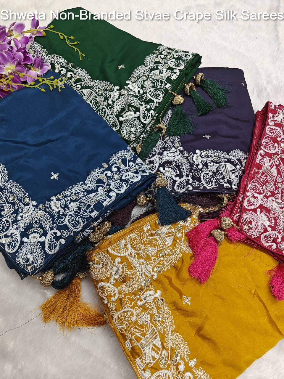 Shweta Non-Branded Stvae Crape Silk Sarees