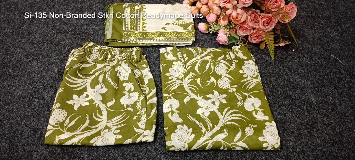Si-135 Non-Branded Stkri Cotton Readymade Suits