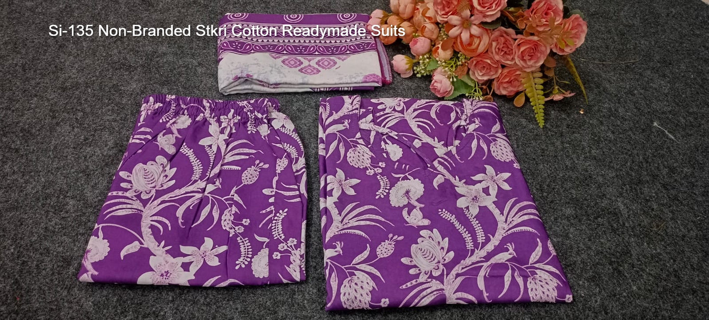 Si-135 Non-Branded Stkri Cotton Readymade Suits