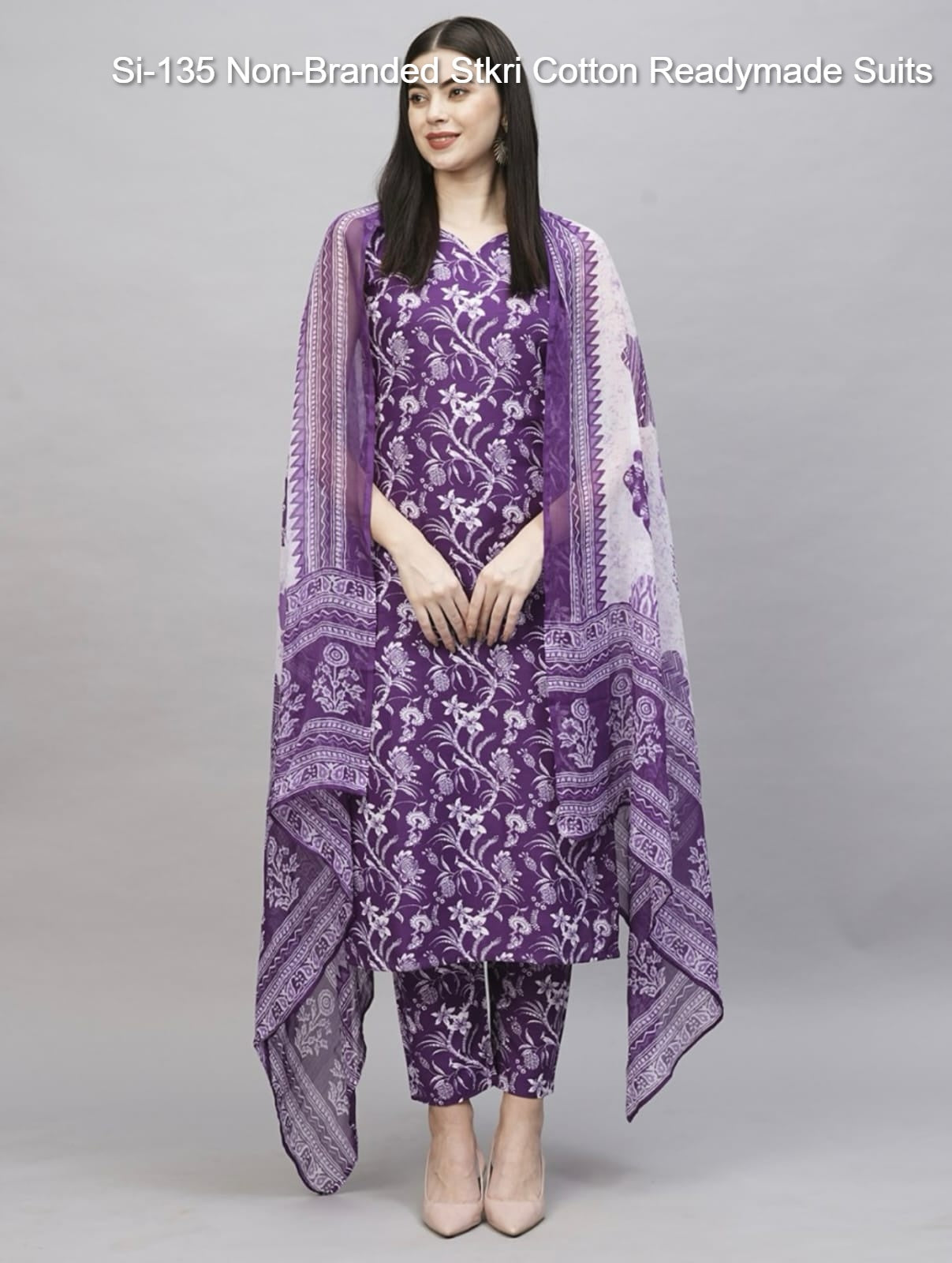 Si-135 Non-Branded Stkri Cotton Readymade Suits