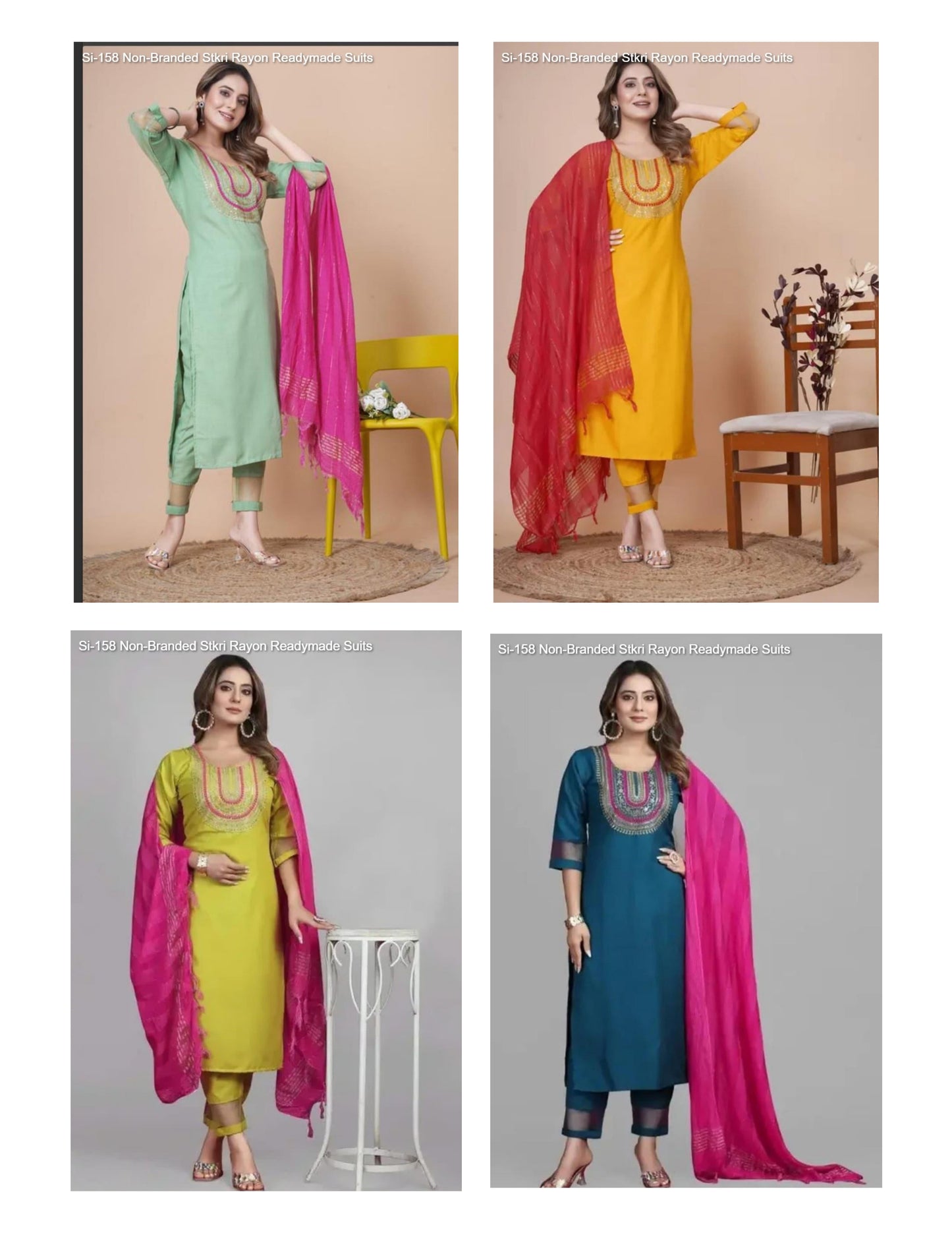 Si-158 Non-Branded Stkri Rayon Readymade Suits