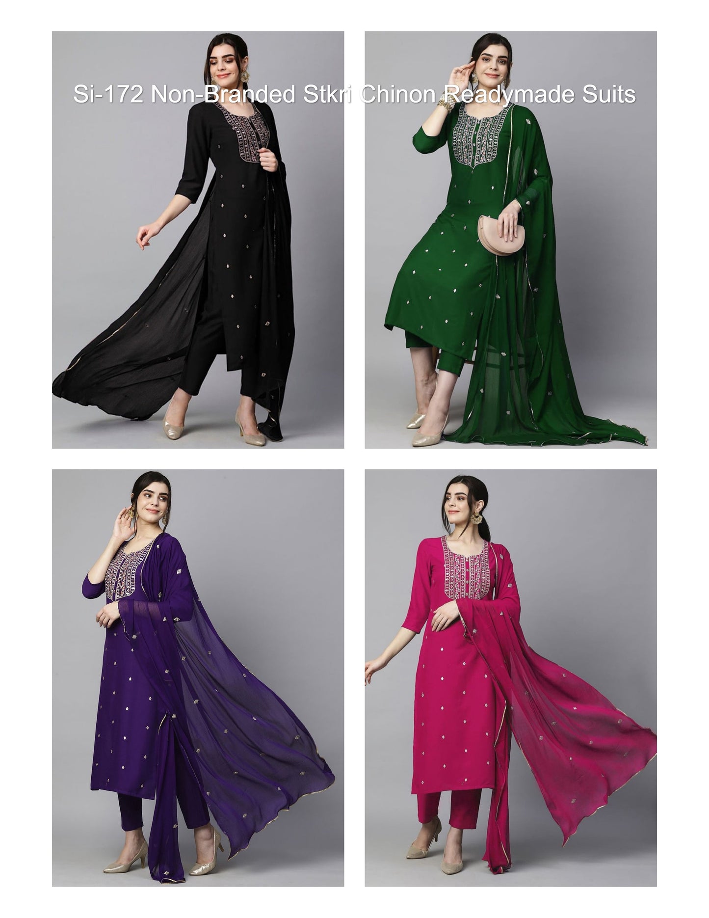 Si-172 Non-Branded Stkri Chinon Readymade Suits