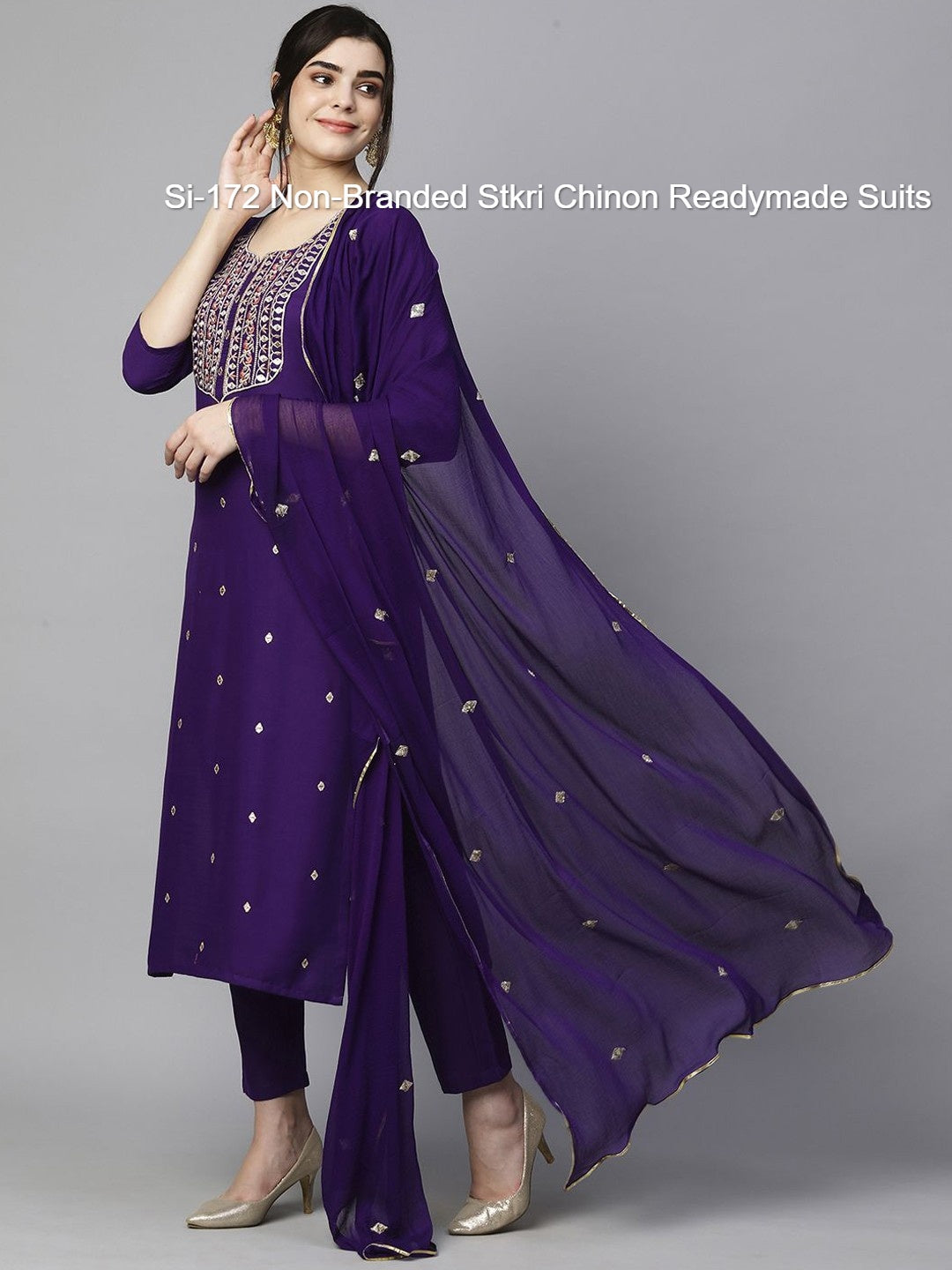 Si-172 Non-Branded Stkri Chinon Readymade Suits