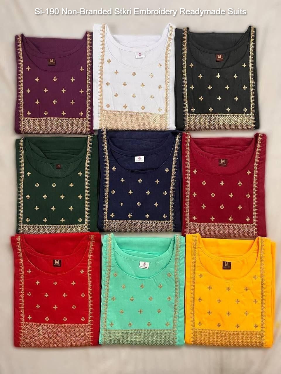 Si-190 Non-Branded Stkri Embroidery Readymade Suits