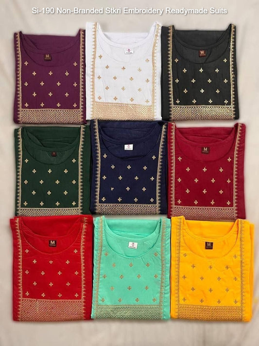 Si-190 Non-Branded Stkri Embroidery Readymade Suits