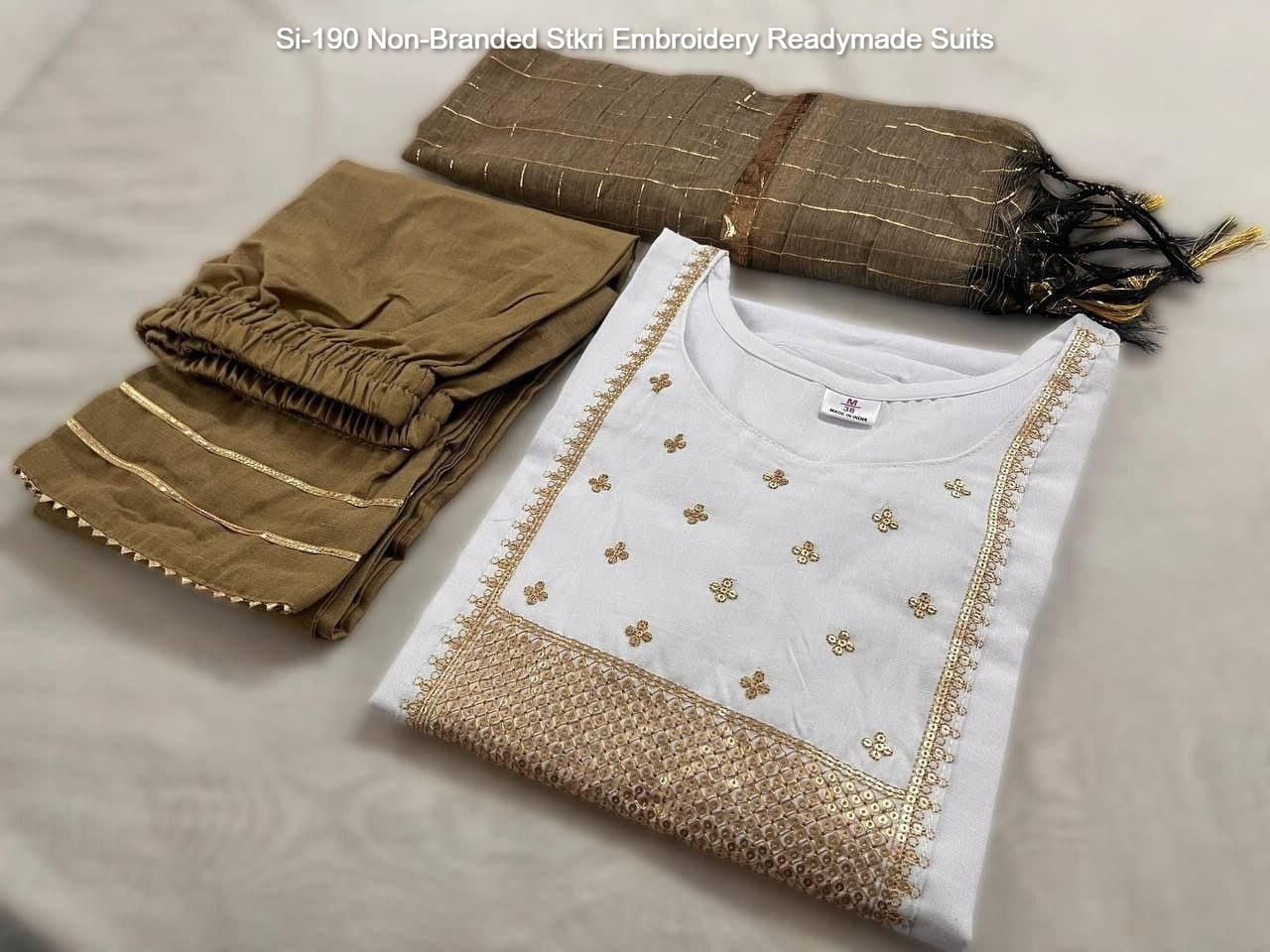 Si-190 Non-Branded Stkri Embroidery Readymade Suits
