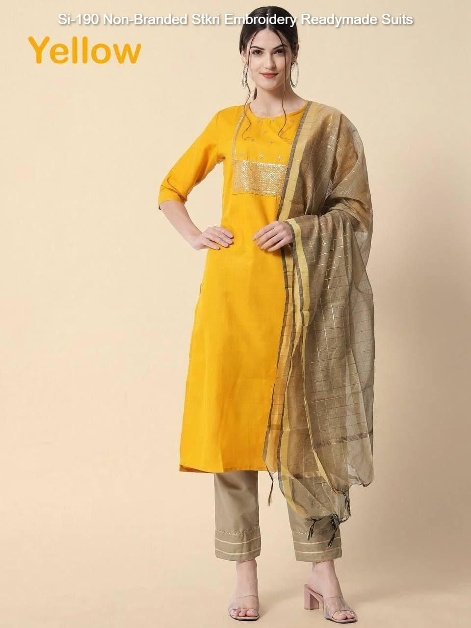 Si-190 Non-Branded Stkri Embroidery Readymade Suits