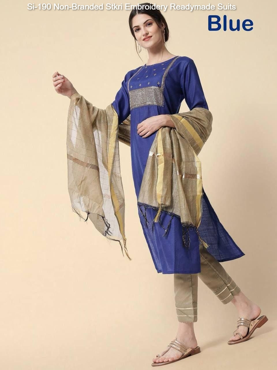 Si-190 Non-Branded Stkri Embroidery Readymade Suits