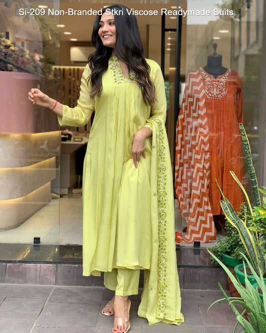 Si-209 Non-Branded Stkri Viscose Readymade Suits