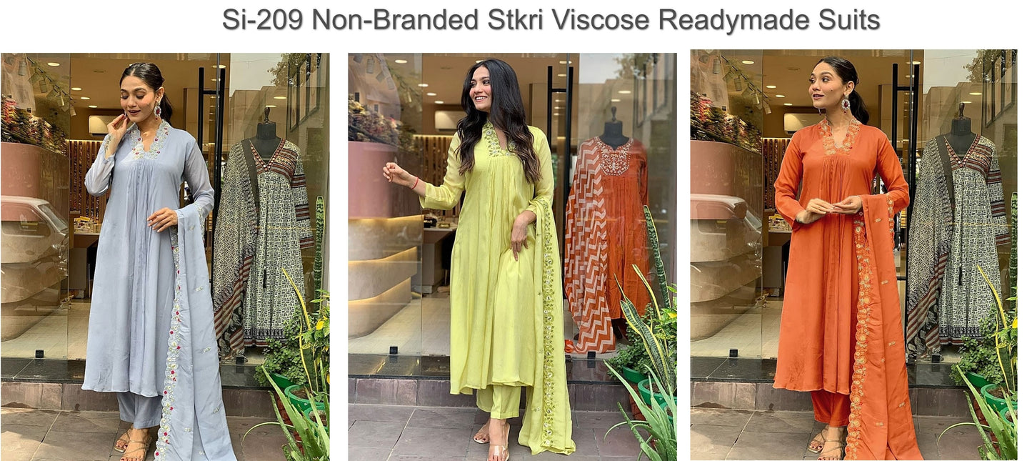 Si-209 Non-Branded Stkri Viscose Readymade Suits