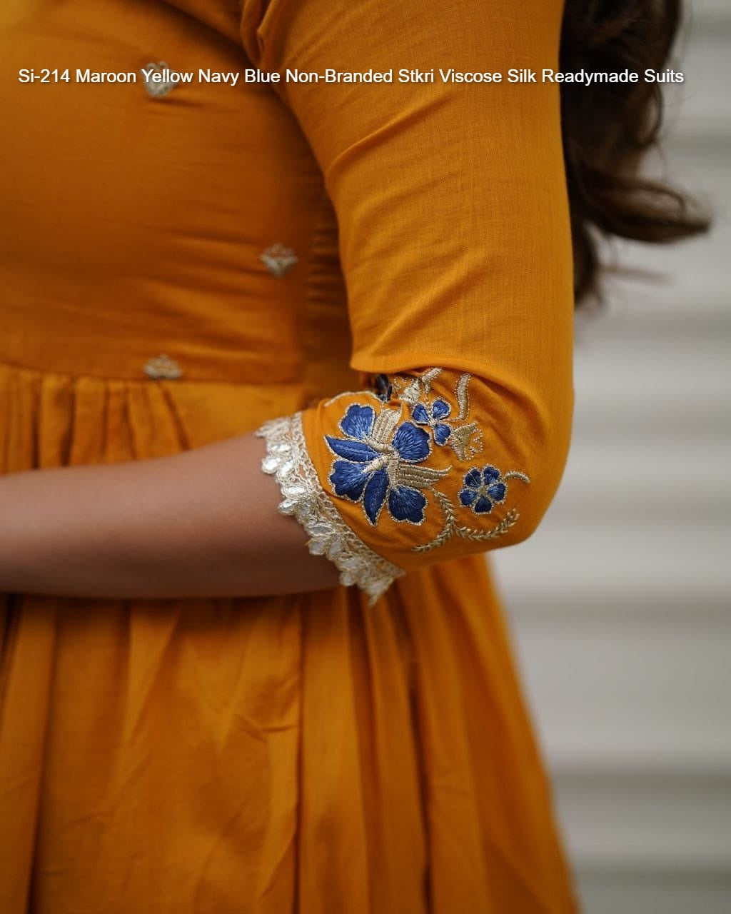 Si-214 Maroon Yellow Navy Blue Non-Branded Stkri Viscose Silk Readymade Suits