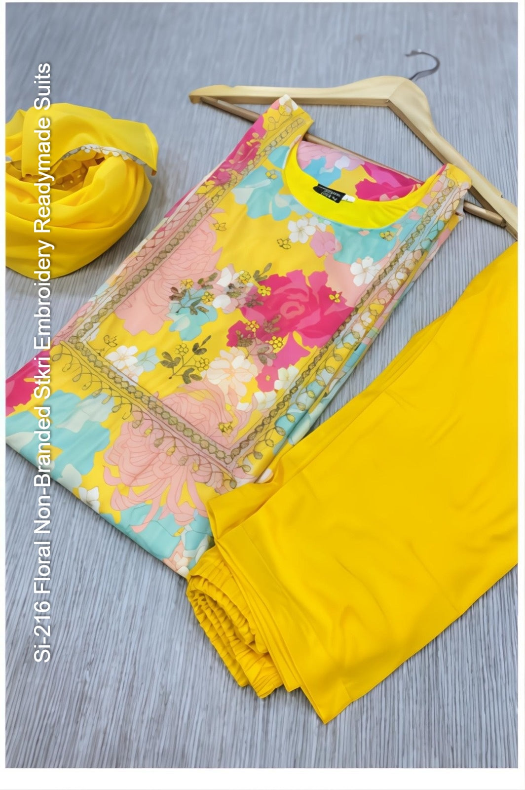 Si-216 Floral Non-Branded Stkri Embroidery Readymade Suits