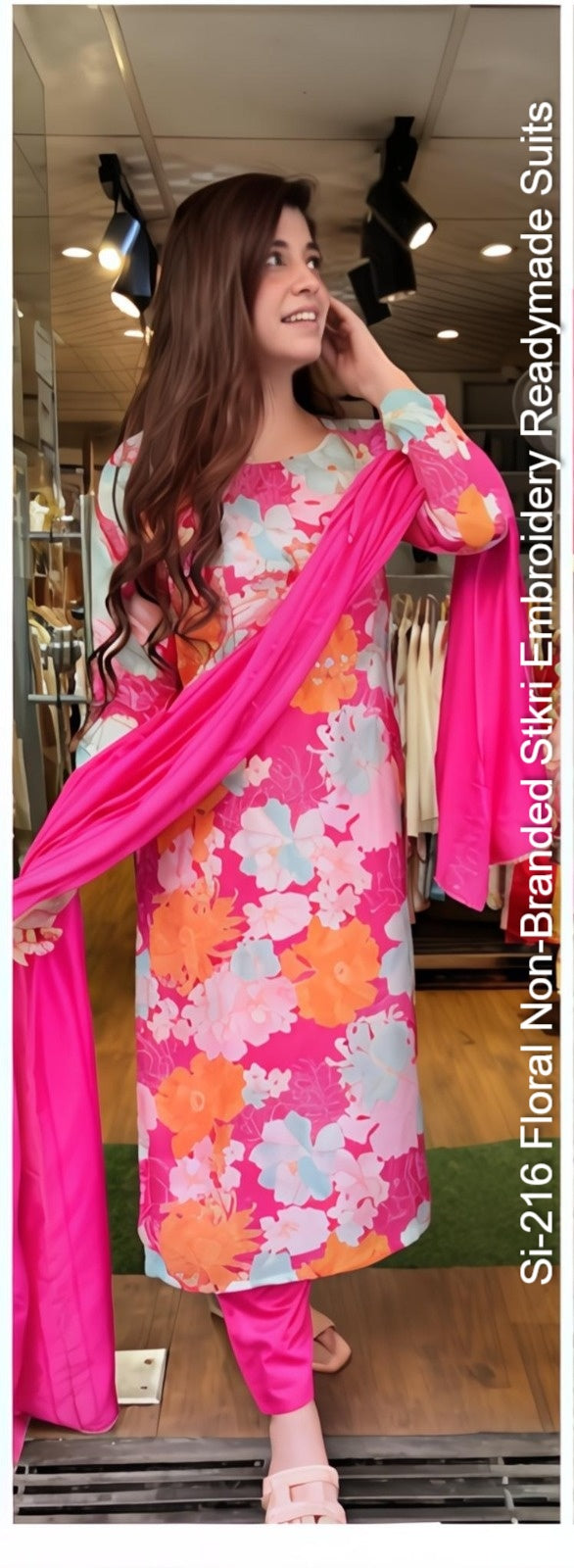Si-216 Floral Non-Branded Stkri Embroidery Readymade Suits
