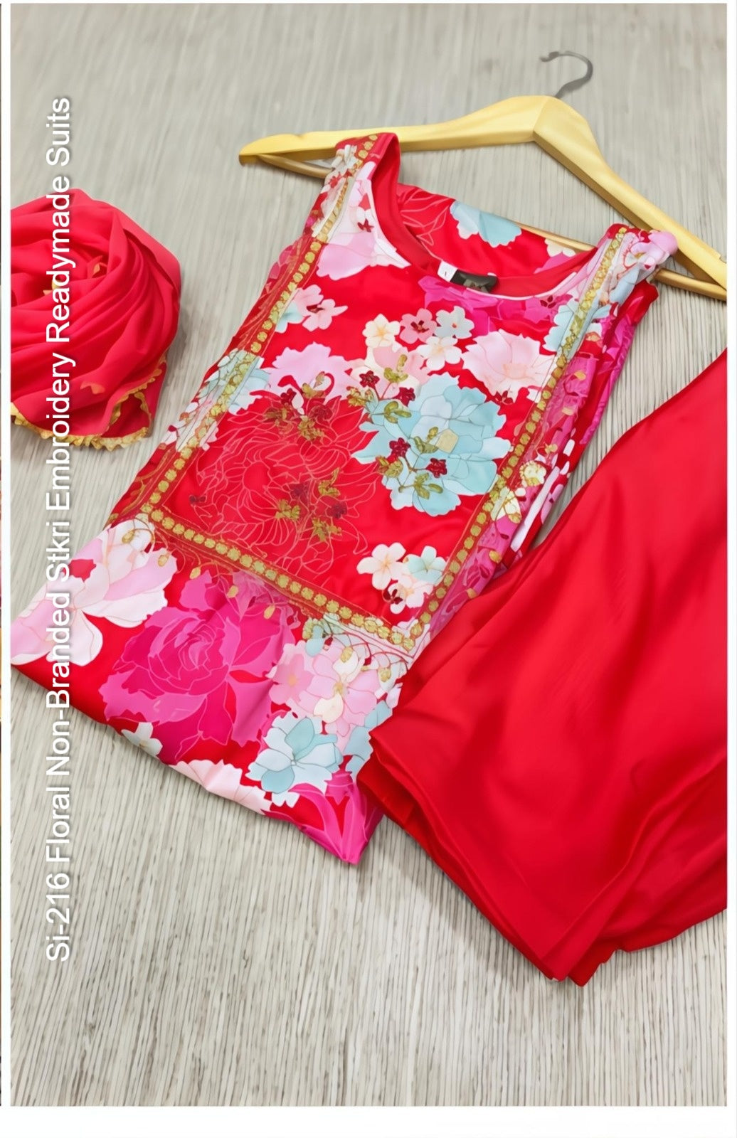 Si-216 Floral Non-Branded Stkri Embroidery Readymade Suits