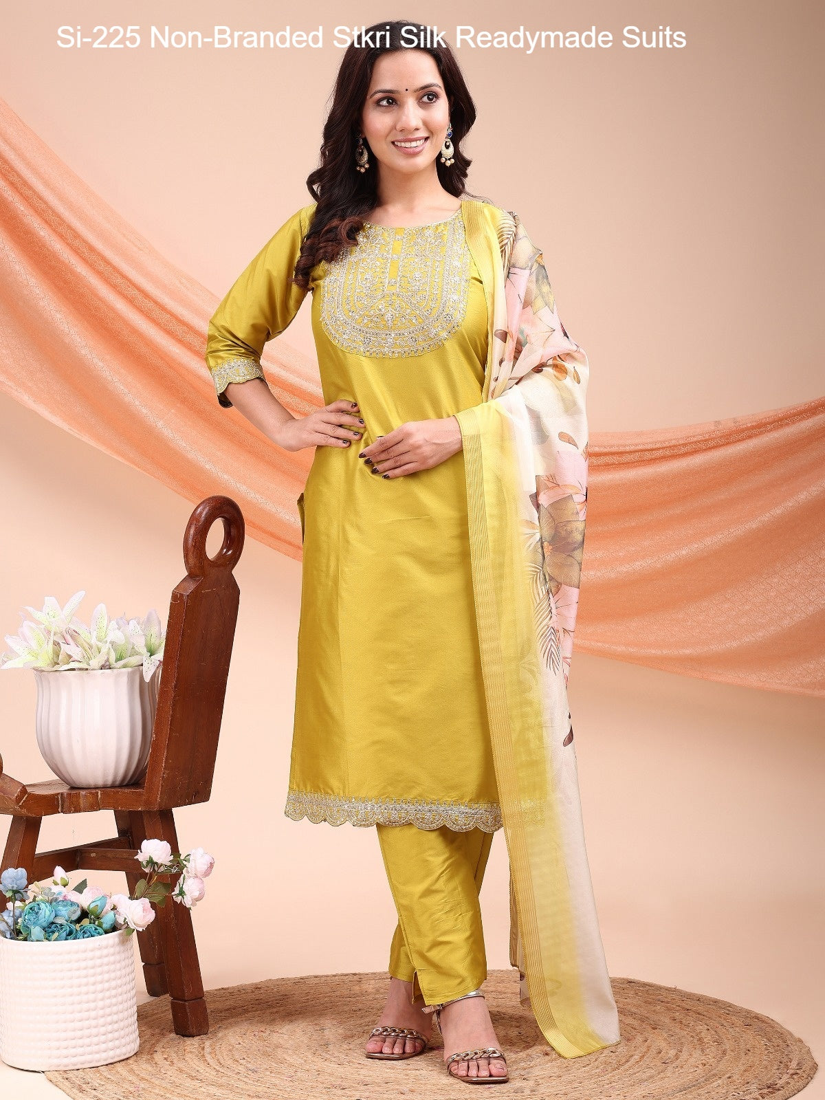 Si-225 Non-Branded Stkri Silk Readymade Suits