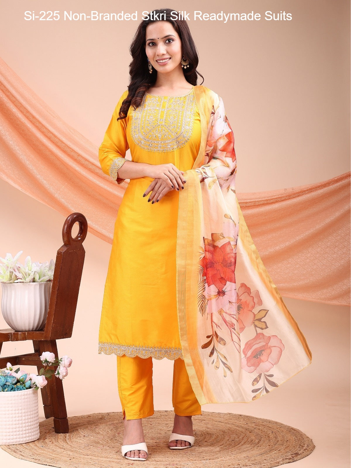 Si-225 Non-Branded Stkri Silk Readymade Suits