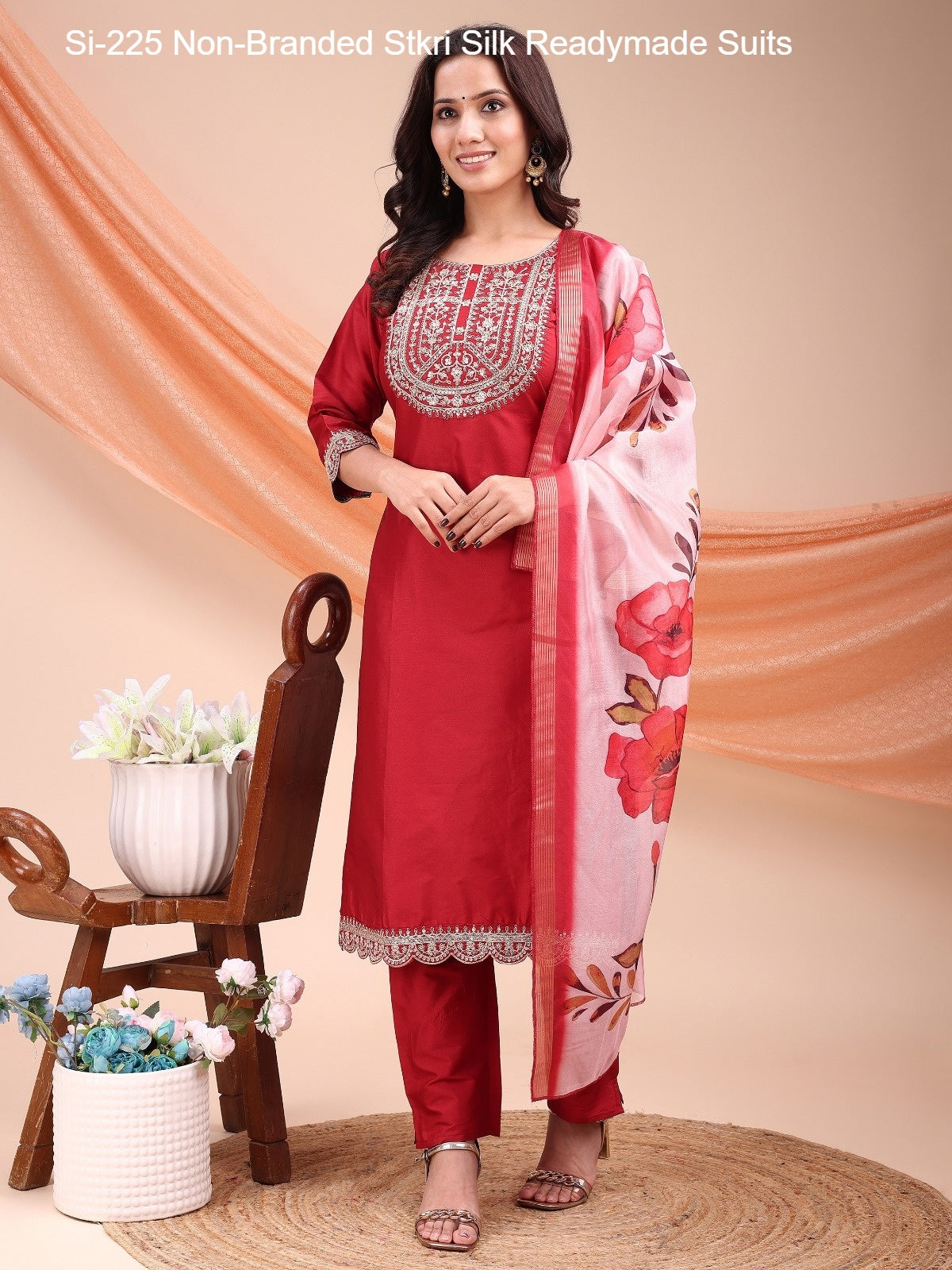 Si-225 Non-Branded Stkri Silk Readymade Suits