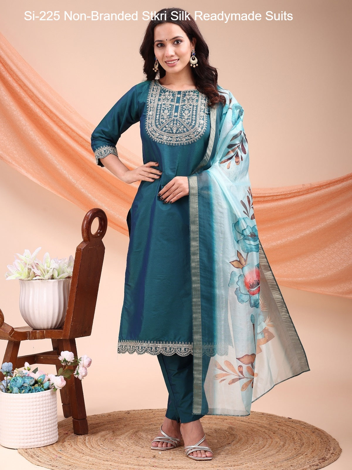 Si-225 Non-Branded Stkri Silk Readymade Suits