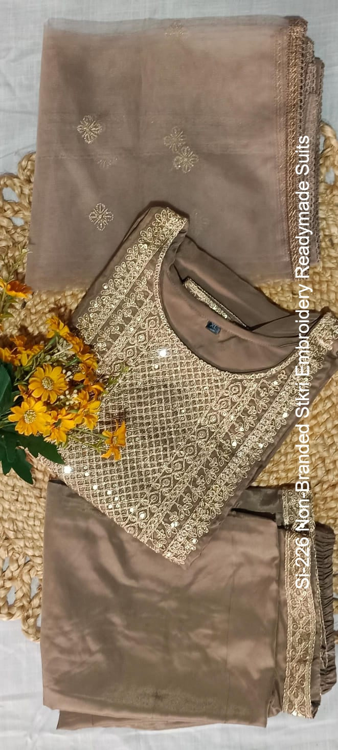 Si-226 Non-Branded Stkri Embroidery Readymade Suits