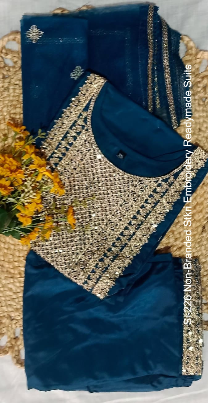 Si-226 Non-Branded Stkri Embroidery Readymade Suits