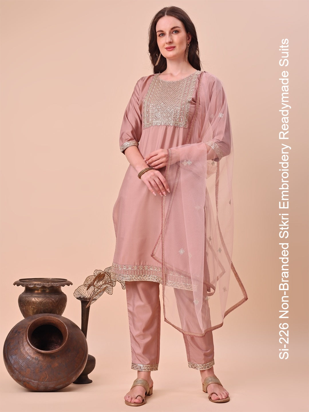 Si-226 Non-Branded Stkri Embroidery Readymade Suits