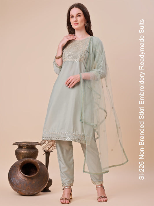 Si-226 Non-Branded Stkri Embroidery Readymade Suits