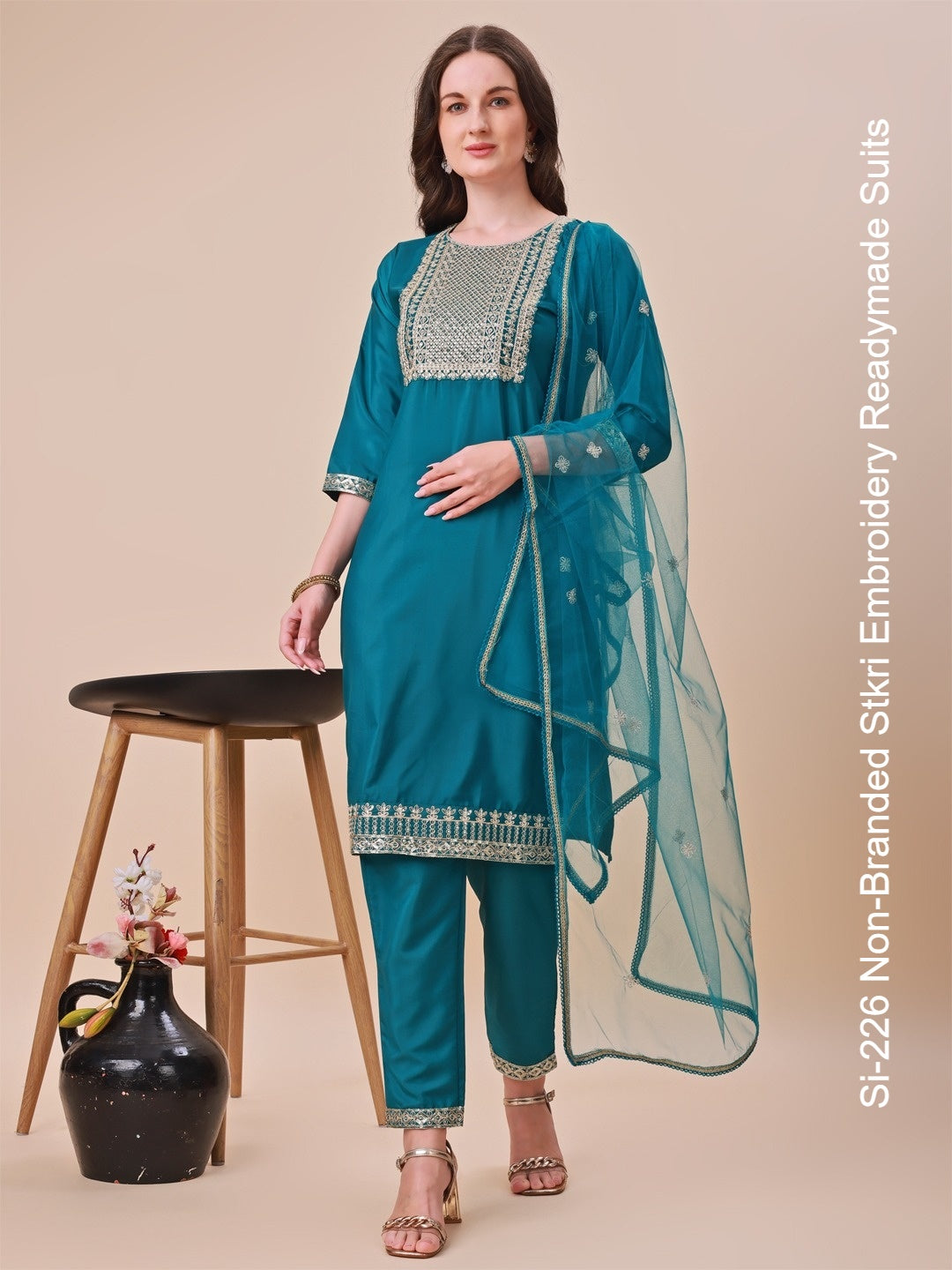 Si-226 Non-Branded Stkri Embroidery Readymade Suits