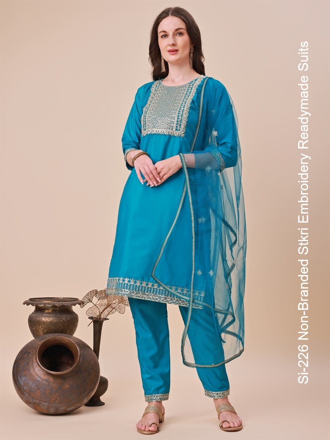 Si-226 Non-Branded Stkri Embroidery Readymade Suits