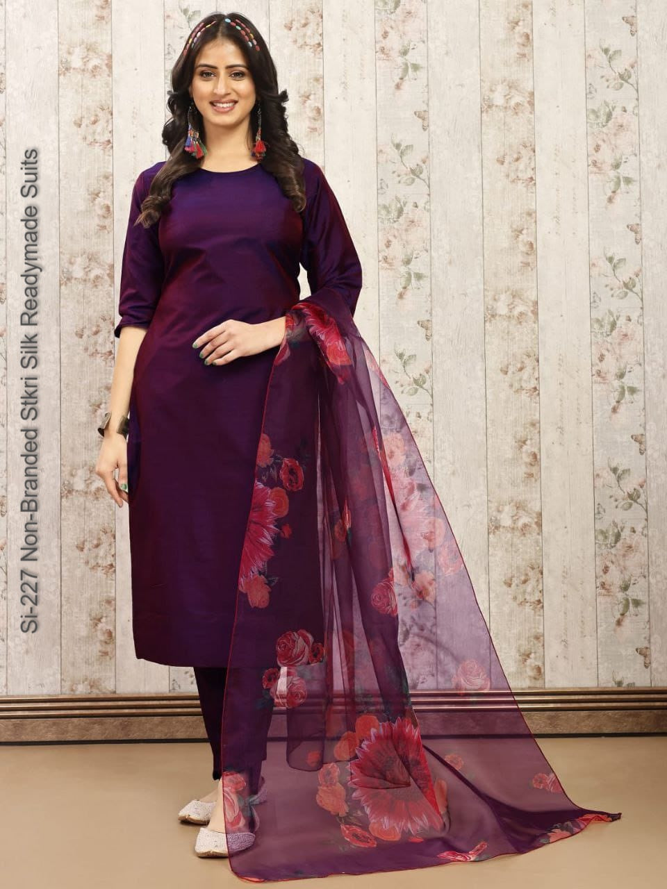 Si-227 Non-Branded Stkri Silk Readymade Suits