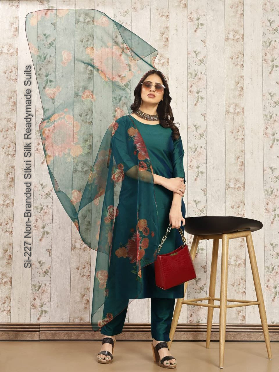 Si-227 Non-Branded Stkri Silk Readymade Suits