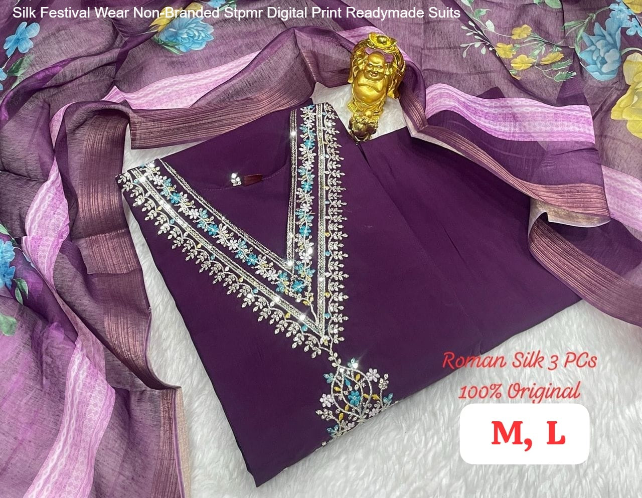 Silk Festival Wear Non-Branded Stpmr Digital Print Readymade Suits